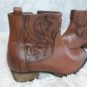 Roan Elsia Western Cowgirl Booties Boots Women Size 7.5 Brown Leather